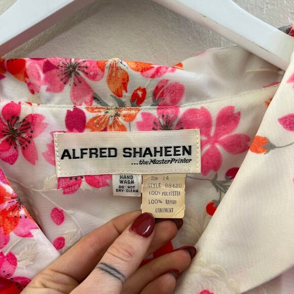 Vintage 1960's Designer Pink Floral Long Sleeve Button Up Maxi Dress - Picture 7 of 7